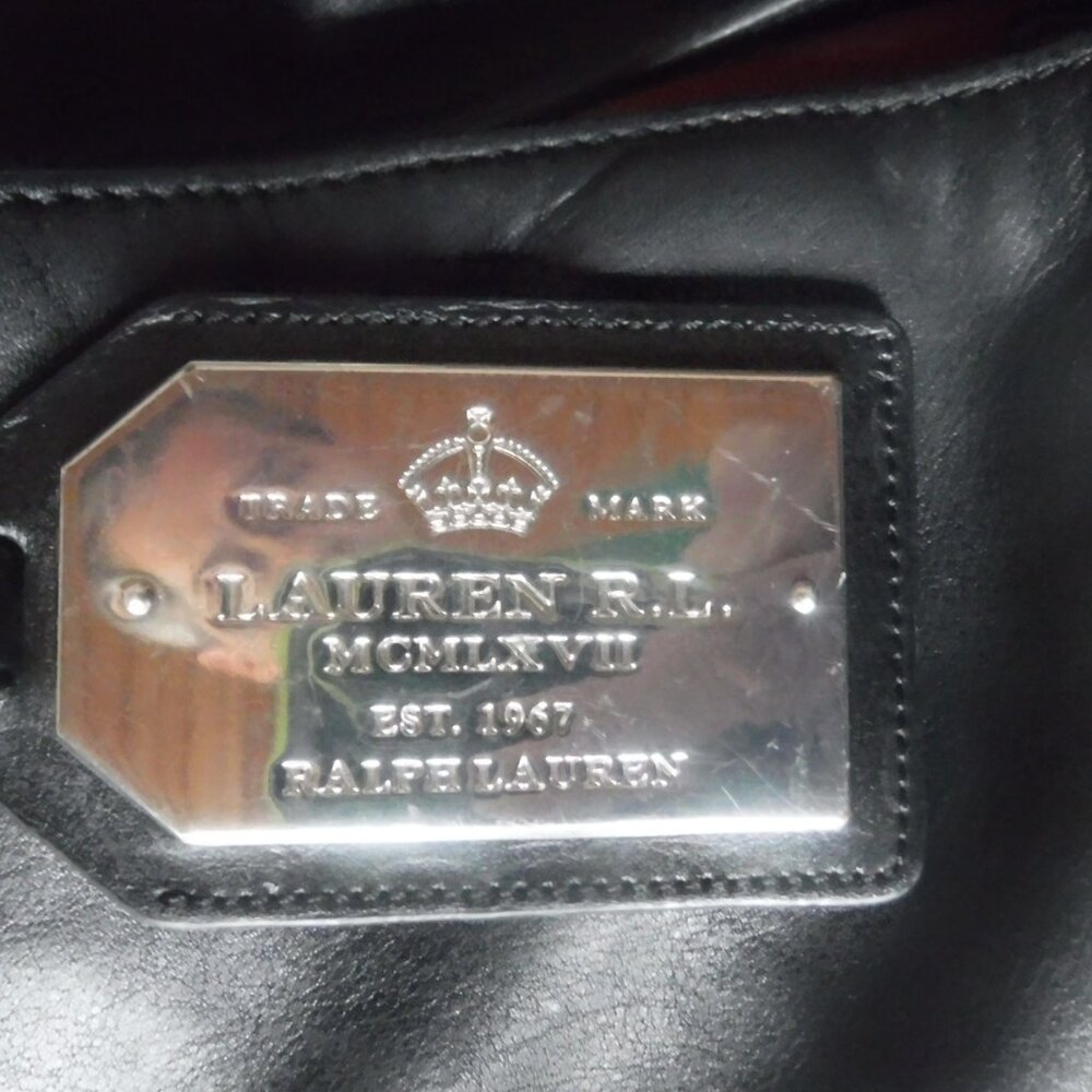 Womens Ralph Lauren Black Leather Womes Purse Lauren MCMIXII Shoulder tote - Picture 6 of 14
